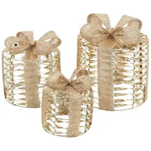 ECD Germany LED Geschenkboxen mit 135 Warmweißen LEDs, Gold,