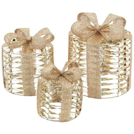 ECD Germany LED Geschenkboxen mit 135 Warmweißen LEDs, Gold,