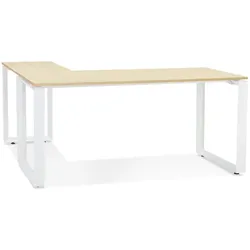Kadima Design Eckschreibtisch L-Form | 170x160 cm | Homeoffice geräumig Stauraum | beige-weiß | Arbeitstisch