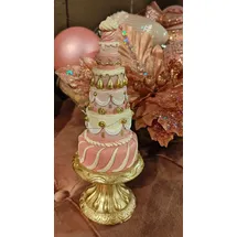 Clayre & Eef Dekorationsfigur Kuchen Ø 8X 21 cm Rosa Kunststoff