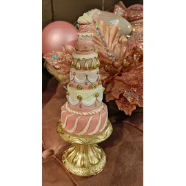 Clayre & Eef Dekorationsfigur Kuchen Ø 8X 21 cm Rosa Kunststoff