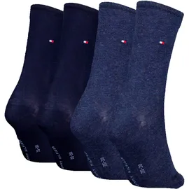 Tommy Hilfiger Damen Socken 4er Pack GIFTBOX SPORTY RIB SHORT SOCK ECOM« Kurzsocken, uni blau
