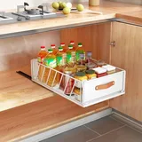 Teleskopschublade, Ausziehbare Schublade Küche (25cm B x 40.5cm T x 16cm H), Ausziehbarer Schrank Organizer, Schrank Schubladen Ausziehbar, Schrankauszug Küche, Weiß