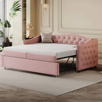 Schlafsofa Leinenstoff Rosa 90x200 Cm Mit Usb-anschluss Und Lattenrost