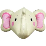 FUNFEST Luftballons Elefant 4D Farbe Beige 60 cm - Deko Elefant - inklusive Elefant & Strohhalm - fliegt mit Helium - Hochwertiger wiederverwendbarer Ballon