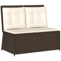 VidaXL Gartenbank Verstellbar mit Kissen Braun Poly Rattan