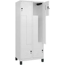 C+P Z-Spind Classic PLUS, Füßen, 4 Abteile, HxBxT 195x80x50cm, Sicherheitsdrehriegel, Verkehrsweiß von PROREGAL