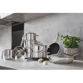 Rösle Elegance Topf-Set 9-tlg. 3 x Kochtopf + 2 x Bratpfanne + Bratentopf + Stielkasserolle + Milchtopf + Dampfeinsatz