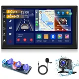 Android Autoradio 8-Core 4G+64G mit Carplay, Android Auto, Mirror Link 2 Din 7 Zoll IPS Touchscreen Radio mit GPS Navi, Bluetooth 5.1, FM/AM/RDS Radio WiFi 4G DSP, Kamera Autoradio Doppel-Din