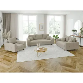 s-style möbel Sitzgarnitur, 3+2+1 Henrik Beige, Boucle
