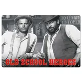 Blechwaren Fabrik Braunschweig GmbH Bud Spencer & Terence Hill Blechschild Old School Heroes 20 x 30 cm