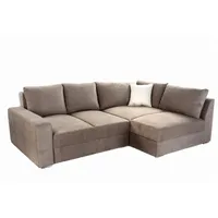 luma-home Ecksofa 15108-OTTO, Dauerschläfer 260x181 cm mit 2 Bettkästen, Ottomane links oder rechts montierbar, Federkern, Boxspring, Topper, Mikrofaser Hell-Braun braun