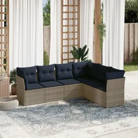 vidaXL Gartensofa-Set mit Kissen, grau, Polyrattan