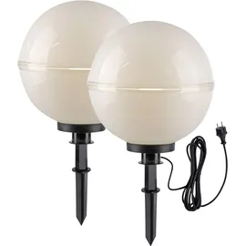 just light. Just Light, Kugelleuchte Gartenlampe 2er SET Erdspiess, weiss, spritzwasserschutz (E27, IP44)