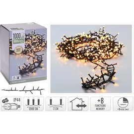 Koopmann International LED-Clusterlichterkette warmweiß, 1000 LEDs, Grünes Kabel, Innen/Außen, 23m - Grün
