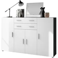 Vladon Highboard, Weiß, Holzwerkstoff, 166.5x106.5x35 cm, Wohnzimmer, Kommoden &