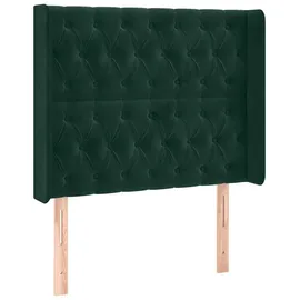 vidaXL Boxspringbett mit Matratze & LED Dunkelgrün 90x190 cm Samt