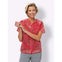 Kurzarmbluse CLASSIC BASICS, Damen, Gr. 42, rot, 100% Polyester, unifarben, Rundhals, Kurzarm, Blusen