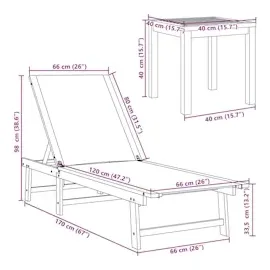 vidaXL Sonnenliegen 2 Stk. mit Tisch Creme Massivholz Akazie Textilene