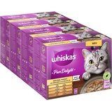 Whiskas 1+ Katzenfutter Pure Delight Geflügel Auswahl in Gelee, 12x85g (4 Packungen) – Hochwertiges Nassfutter für ausgewachsene Katzen in 48 Portionsbeuteln