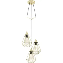 EGLO Tarbes, 3 flammige Hängelampe, Hängeleuchte aus Metall in Messing-Gebürstet, Esstischlampe, Wohnzimmerlampe hängend mit E27