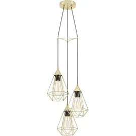 EGLO Tarbes, 3 flammige Hängelampe, Hängeleuchte aus Metall in Messing-Gebürstet, Esstischlampe, Wohnzimmerlampe hängend mit E27