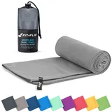 Fit-Flip Mikrofaser Handtuch - kompakte Microfaser Handtücher - ideal als Sporthandtuch, Reisehandtuch, Strandtuch - schnelltrocknend und leicht - Badetuch groß (90x180cm, Grau)