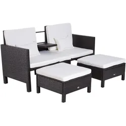 Outsunny Gartenmöbel-Set Polyrattan, Metall, Polyester