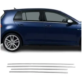 Omac Fensterleisten Zierleiste kompatibel mit VW Golf VI 2008-2012 | Auto Zubehör Fenster Leiste Fensterrahmen Edelstahl Chrom 4 teilige Grau