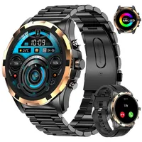 Yuede AMOLED Smartwatch, Fitness Uhr mit Anruffunktion für Damen und Herren Smartwatch (Rundes 1,43-Zoll-UHD-Full-Touch-AMOLED Farbdisplay Zoll) Gesundheits-Smartwatches mit Blutsauerstoff, Blutdruckmessung, Herzfrequenz, Schlafqualität, Schrittzähler, 100+ Sportmodi, Musiksteuerung etc., Sportuhr mit Wechselband Silikon und Stahlband Uhrenarmbänder, BT 5.3, 390mAh große Kapazität, für Android IOS schwarz