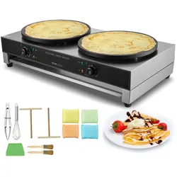 VEVOR Elektro Crepes Maker Kommerzielle Crepe-Maschine 6000W Doppelkopf 40cm