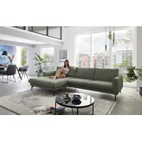 die planbar Ecksofa DIE PLANBAR "MP-IN23147 L-Form", grün, B:305cm H:87cm T:180cm, 95%Polyester;5% Nylon, Sofas, Ecksofa, Kaltschaumpolsterung, softer Sitz & verstellbare Kopfstützen