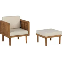 Beliani Lounge Sessel Baratti Polyester 65 x 76 x 65 cm Hellbraun mit Ottomane