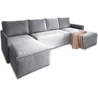 Masseno Wohnlandschaft, Hellgrau, Kunststoff, 5-Sitzer, U-Form, 271x85x140 cm, Wohnzimmer, Sofas & Couches, Wohnlandschaften, Wohnlandschaften in U-Form