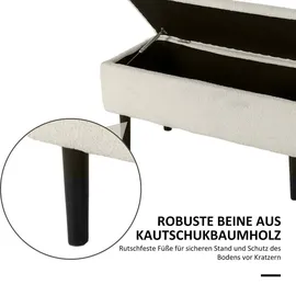 Homcom Sitzbank mit Stauraum, Bettbank, Polsterbank mit Klappdeckel, Samtoptik, Truhenbank, für Wohnzimmer Schlafzimmer, Cremeweiß, 95 x 38 x 45 cm Esszimmer, Bänke, Sitzbänke