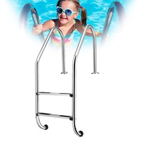 Lsoiup Poolleiter für eingelassene Schwimmbecken, 2-stufige Edelstahl-Pooltreppe mit Rutschfester Trittstufe, 200 kg/440 lbs Kapazität