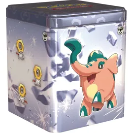 Pokémon Stapel-Tin-Box Metall mit 3 Boosterpacks & 2 Stickerbögen