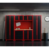 feistos Werkstatteinrichtung Novo 2 Metall Werkstattschrank schwarz | rot 45,7x264x198cm