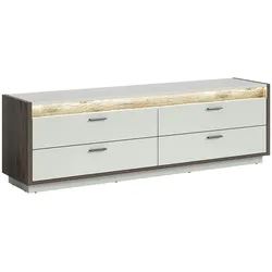 Ebuy24 Falcona TV Tisch 4 Schubladen inkl. LED Beleuchtung hellgrau.