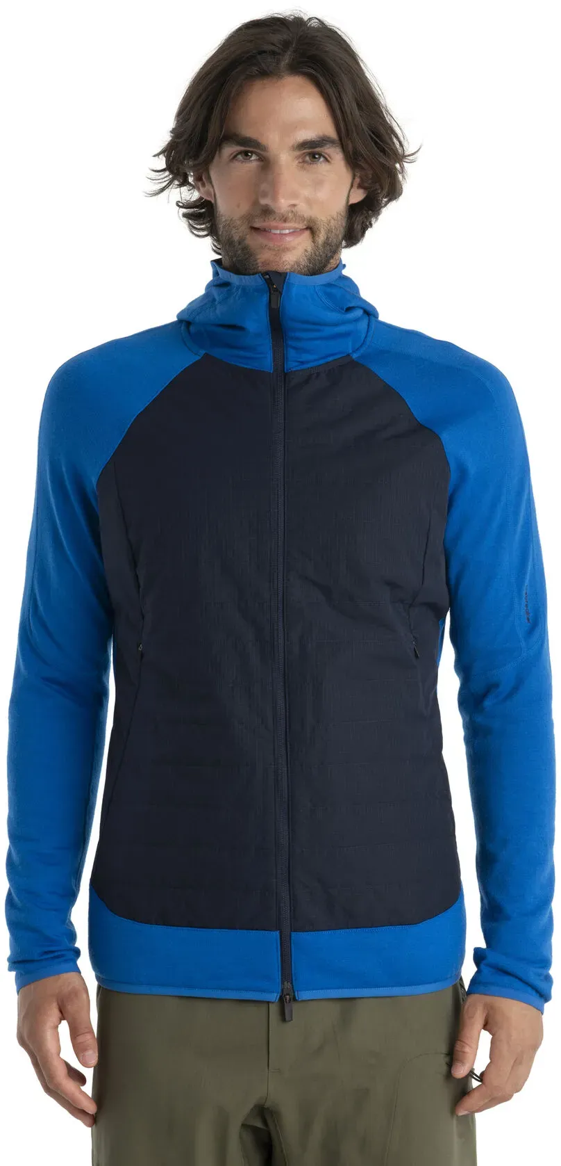 Icebreaker Hybrid-Kapuzenjacke Merinomix Quantum Hybrid Zip-Hoodie - blau Herren