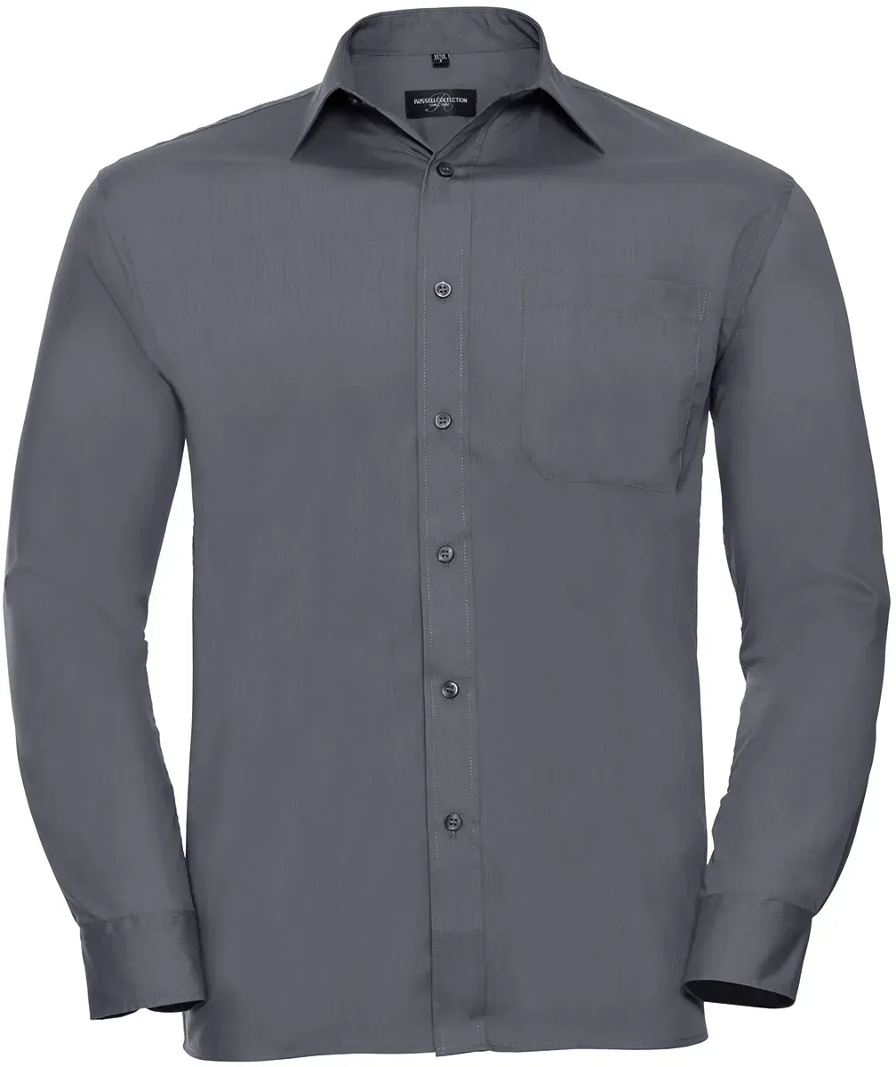 Russell Collection Klassisches Popeline Hemd, convoy grey, L