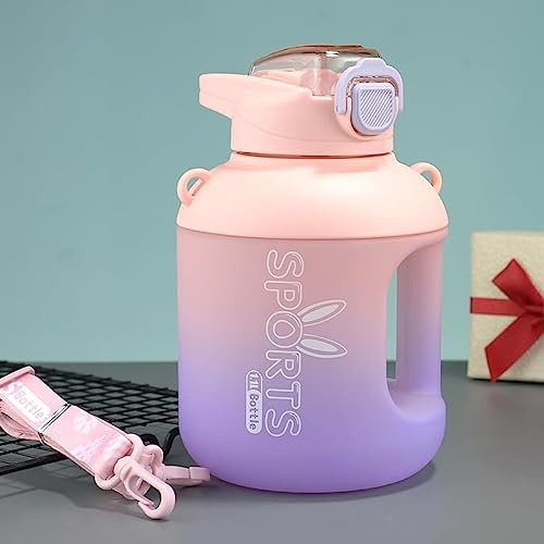 X SIM FITNESSX 1.1L große Wasserflasche mit Zeitmarkierungen-Tracker Sport Drink Bottle Trinkflasche BPA FREE für Schule Yoga Fitness (Rosa)