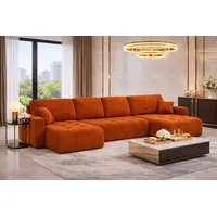 kaiser möbel Ecksofa mit Schlaffunktion und Bettkasten U-Form Ivo U XL, Veloursstoff Salvador, Braun - Braun