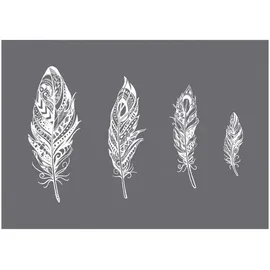 Rayher 45095000 Mandala-Federn Schablone, A5, inkl. Rakel,