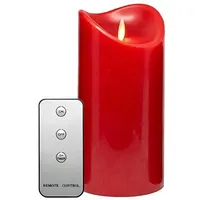 Tronje LED Kerzen mit Timer Fernbedienung Echtwachskerze 1000Std bewegliche Flamme - 19cm - rot