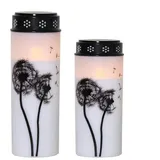 MARELIDA LED-Kerze LED Grablichter Grabkerze Pusteblume Grableuchte 2 Größen Timer (2-tlg) weiß