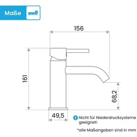 Bächlein Badarmatur Susara mit gebogenem Auslauf, Design Einhebelmischer mit langlebiger Keramikkartusche und Montage-Set, Bad Wasserhahn Matt Schwarz