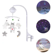 Chipolino Musikmobile Bluetooth-Funktion Projektor Plüschfiguren Universalklemme hellgrau