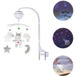 Chipolino Musikmobile Bluetooth-Funktion Projektor Plüschfiguren Universalklemme hellgrau