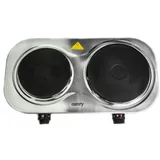 Camry CR6511 Doppel-Elektroherd, Kochzone 18,5 - 15,5 cm, 2 stufenlos regelbare Thermostate, 1500W-1000W, Silber